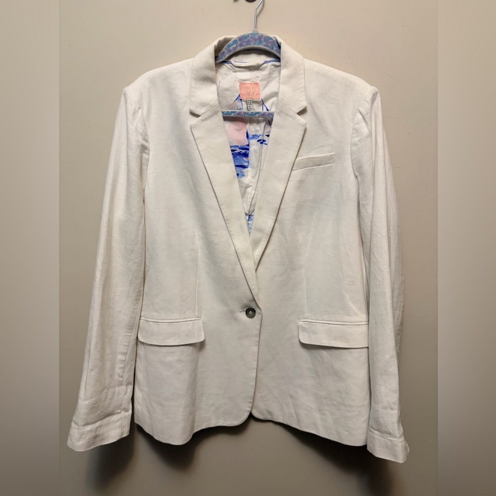 Tailored White Single-Button linen Blazer